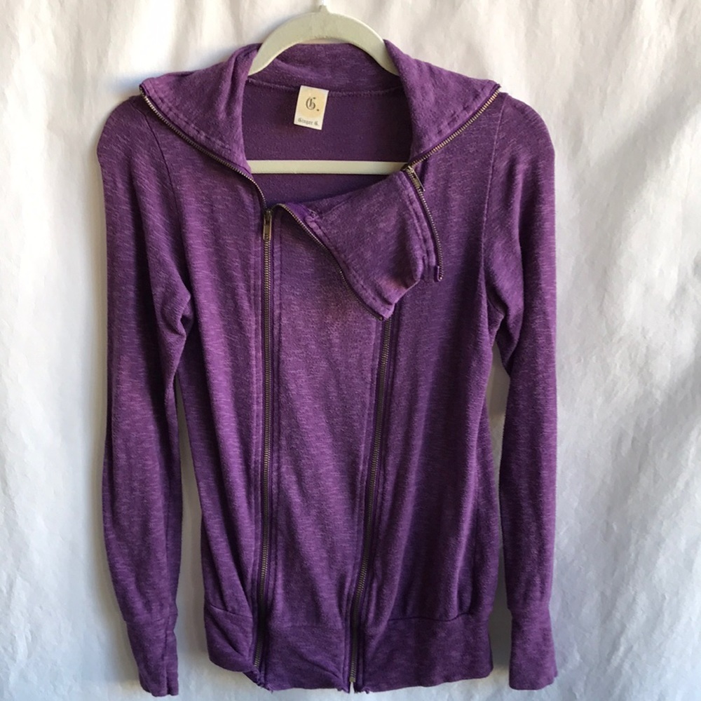 Ginger G plum double-zipper long-sleeve top, size S